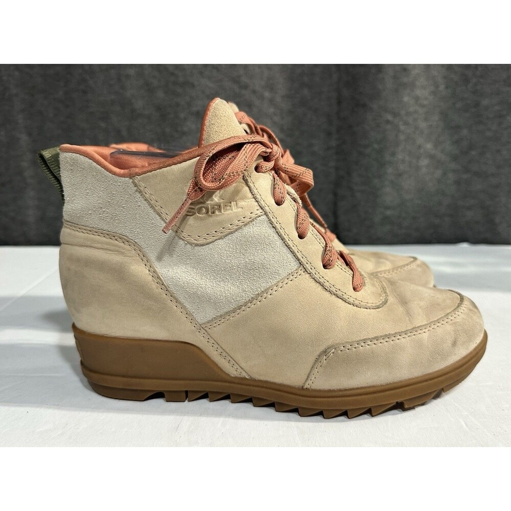 Sorel Women's Sz US 7.5 Evie Sport Lace Bootie NL4902-260 Nova Sand Hidden Wedge - Picture 3 of 11